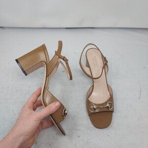 Gucci Brown Lady Horsebit Leather Heel Sandal